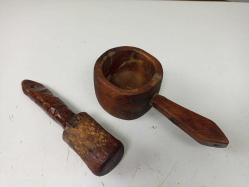 Antika Osmanlı Yekpare Ahşap Dövecek - Havan