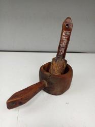 Antika Osmanlı Yekpare Ahşap Dövecek - Havan