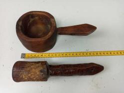 Antika Osmanlı Yekpare Ahşap Dövecek - Havan