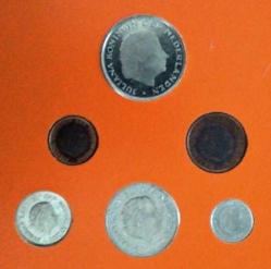 Hollanda 1/5/10/25 & 1/2½ Gulden 1980 Özel Folder'nda