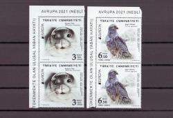 Avrupa 2021 (Nesli Tükenmekte Olan Ulusal Yaban Hayatı)  Mnh Lüks  2'li Set Tam Seri Pul