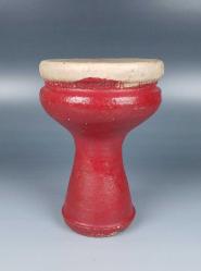 DARBUKA Cumhuriyet Erken Dönem, Üst Kısmı Gerçek Hayvan Derisi, Gövdesi Pişmiş Toprak, Orijinal Dönem Boyalı, Yerli Üretim Darbuka, 14.5 x 21 cm Ölçülerinde (Çalıyor, Mükemmel Kondisyonda, Fakat Alt Tabanda Formunu Etkilemeyen Atık Var..)