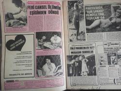 Pazar Haftalık Aktüalite Sinema Tiyatro Müzik ve Magazin Dergisi - 10 Mart 1977 - Sayı:1068 - Melinda Delon - Müşerref Tezcan - Feri Cansel Ölümün Eşiğinden Döndü - Pakize Suda Yeni Filmiyle Yine Yeşilçam'da - Sezen Cumhur Önal - Merih Akalın - Aydan Adan TV Ekranına Geliyor - İnci Günay - Hamiyet Eren - Füsun Özben - Deniz Erkanat - Meral Zeren Ses Tellerinden Ameliyat Olacak - Selami Şahin - Mualla Omay Sessizce Evlenmişti Yine Sessizce Ayrıldı - Özgürlüğe Kavuşan Mualla Omay Yine Sinemaya Dönüyor - Nükhet Duru - Neşe Alkan Sahnede En Büyük Desteğim Eşim Diyor - Müşerref Tezcan, Osman Faruk Seden'le her gün beş saat senaryo çalışıyor - Fikret Hakan - Eşref Kolçak - Mahmut Tezcan -Perihan Ateş dansözlüğü filmlerde de sürdürüyor - Müzisyen ailenin şuh kızı Felicity Buirski çıplak model oldu - Tatlı Carol'un soyundukça şansı açıldı fotoğraf ve haberi - Tam Takım Dergi