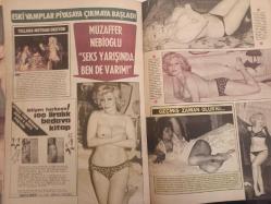 Pazar Haftalık Aktüalite Sinema Tiyatro Müzik ve Magazin Dergisi - 28 Nisan 1977 - Sayı:1075 - Marilyn High - Yaprak - Nazan Şoray Milano'daki Geziyi Yarıda Kesti - Ölüm, Atıf Kaptan'ı Film Setinde Yakaladı - Huri Sapan TV'nin Katı Kurallarına Karşı Çıktı - Safiye Ünal Tipini ve Adını Değiştirince Fiyatı Arttı - Menekşe - Feri Cansel Baharı Görünce Açılıp Saçılıverdi - Mine Mutlu ile Ünal Çulha Kavgalı Aşk Sonunda Evlilikle Bağlanıyor - Sevim Tuna - Kenan Bingöl - Suzan Avcı - Muzaffer Nebioğlu Seks Yarışında Ben de Varım Diyor - Geçmiş Zaman Olur Ki - Perihan Ateş Dans Etmeye Gana'ya Gidiyor - Mualla Akın İmam Nikahı ile Evlendiği Kocasının Özlemine Dayanamıyor - Selda Aşkım'a Nesrin Topkapı Ders Veriyor - Anna Barclay fotoğraf ve haberi  - Tam Takım Dergi