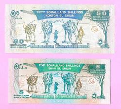 Somaliland 5-50 Shillings 1994-2002 P1 P 7 UNC SET ÇİL