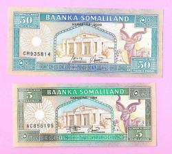 Somaliland 5-50 Shillings 1994-2002 P1 P 7 UNC SET ÇİL