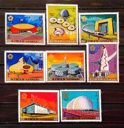1970 Ajman  - EXPO 70 Japonya - Mimari temalı pullar  - MNH - Damgasız