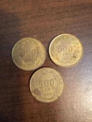 Türkiye Cumhuriyeti - 3 adet Madeni Para -500 lira 1989-1990