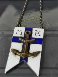 gümüş mineli denizcilik rozeti çapa kısmı geçme altın 26X14mm