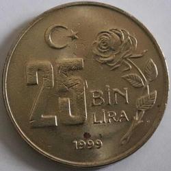 Türkiye Cumhuriyeti 1999 Yılı 25 Bin Lira Tura'ya Göre Ters 5120