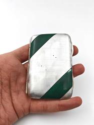 Antika Koleksiyonluk Yeşil Mineli Gümüş Tabaka