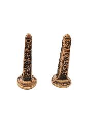 Antika Koleksiyonluk Antik Mısır Figürlü Pirinç Çift Dikilitaş