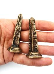 Antika Koleksiyonluk Antik Mısır Figürlü Pirinç Çift Dikilitaş