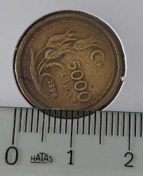 1998 BEŞ BİN 5000 LİRA MADENİ PİRİNÇ İNCE BASKI PARA ORİJİNAL ÇOK TEMİZ P3VVV2A