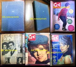 SES, HAFTALIK AKTÜALİTE SİNEMA, TİYATRO, MÜZİK ve GENÇLİK MECMUASI - 1967 YILINDAN CİLT İÇİNDE TOPLAM 23 SAYI - HEPSİ BİR CİLT İÇİNDE - HER SAYININ POSTERİ İÇİNDE. TÜM SAYILAR EKSİKSİZ ve ÇOK TEMİZ -  EKREM BORA, SÜLEYMAN TURAN, GÖKSEL ARSOY, AYHAN IŞIK, SADRİ ALIŞIK, REHA YURDAKUL, ALAIN DELON, MARLON BRANDO, TANJU GÜRSU, TÜRKAN ŞORAY, FİLİZ AKIN, HÜLYA KOÇYİĞİT, BELGÜN DORUK, NERİMAN KÖKSAL, MUZAFFER TEMA, SEMA ÖZCAN, AJDA PEKKAN, SEMA ÖZCAN, İZZET GÜNAY, FATMA GİRİK, LEYLA SAYAR, EROL TAŞ, ZEKİ MÜREN, ZEYNEP DEĞİRMENCİOĞLU, PARLA ŞENOL, GÜLRİZ SURURİ, AZİZE BERGİN, EROL DERNEK, KUTLU ERTUNA, LIZ SARIAN, BRIGITTE BARDOT, NİLÜFER KOÇYİĞİT, HÜSEYİN PEYDA, EDİZ HUN, CARY GRANT, SEVDA FERDAĞ, SALİH GÜNEY, NİLÜFER AYDAN, ALİ ŞEN, RAQUEL WELCH, MUHSİN ERTUĞRUL, ERHAN ABİR, ERHAN EMİRE, ERGÜVENÇ KEMAL, FİKRET HAKAN, NEVİN AYPAR, CÜNEYT GÖKÇER, MERAL GÜZENDOR, METİN SEREZLİ, MUHTEREM NUR, URSULA ANDRESS, SEVİM ÇAĞLAYAN, ERTOK UMRAN, ERTON ŞEHİME, SELMA GÜNERİ,