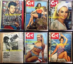 SES, HAFTALIK AKTÜALİTE SİNEMA, TİYATRO, MÜZİK ve GENÇLİK MECMUASI - 1967 YILINDAN CİLT İÇİNDE TOPLAM 23 SAYI - HEPSİ BİR CİLT İÇİNDE - HER SAYININ POSTERİ İÇİNDE. TÜM SAYILAR EKSİKSİZ ve ÇOK TEMİZ -  EKREM BORA, SÜLEYMAN TURAN, GÖKSEL ARSOY, AYHAN IŞIK, SADRİ ALIŞIK, REHA YURDAKUL, ALAIN DELON, MARLON BRANDO, TANJU GÜRSU, TÜRKAN ŞORAY, FİLİZ AKIN, HÜLYA KOÇYİĞİT, BELGÜN DORUK, NERİMAN KÖKSAL, MUZAFFER TEMA, SEMA ÖZCAN, AJDA PEKKAN, SEMA ÖZCAN, İZZET GÜNAY, FATMA GİRİK, LEYLA SAYAR, EROL TAŞ, ZEKİ MÜREN, ZEYNEP DEĞİRMENCİOĞLU, PARLA ŞENOL, GÜLRİZ SURURİ, AZİZE BERGİN, EROL DERNEK, KUTLU ERTUNA, LIZ SARIAN, BRIGITTE BARDOT, NİLÜFER KOÇYİĞİT, HÜSEYİN PEYDA, EDİZ HUN, CARY GRANT, SEVDA FERDAĞ, SALİH GÜNEY, NİLÜFER AYDAN, ALİ ŞEN, RAQUEL WELCH, MUHSİN ERTUĞRUL, ERHAN ABİR, ERHAN EMİRE, ERGÜVENÇ KEMAL, FİKRET HAKAN, NEVİN AYPAR, CÜNEYT GÖKÇER, MERAL GÜZENDOR, METİN SEREZLİ, MUHTEREM NUR, URSULA ANDRESS, SEVİM ÇAĞLAYAN, ERTOK UMRAN, ERTON ŞEHİME, SELMA GÜNERİ,