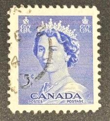 Kanada Pulu - Canada Stamp - Mektup Zarfından Kesilmiş / Postadan Geçmiş Pul Filateli - KRALİÇE ELİZABETH TEMALI, 5 PARA - YABANCI PULLAR, NOSTALJİK DOĞUM GÜNÜ HEDİYESİ