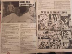 Pazar Süper Gazete Haftalık Aktüalite Sinema Tiyatro Müzik ve Magazin Dergisi - Sayı:42 - Sabahan - Ursula Andress - Müge Güler son şansını kullanıyor - Tülin Tan filmleri bıraktı dinleniyor - Nalan Çöl şansını kullanamadı - Çıplaklar Savaşıyor - Zerrin Egeliler tehlike de - Dilber Ay meydan okuyor - Zerrin Doğan sessiz ve derinden gidiyor - Meral Deniz azimli - Bırak onu çıplak yaşasın - Seks ve Ölüm başlıyor çizgi romanı - Ünlü Yıldız Edvige Fenech'in emsalsiz foto romanı - Kocam ve Günahlarım çılgın leydi - Plak Dünyasından Yerli 45'likler - Yabancı 45'likler - Çılgın At'ın crazy horse çılgın güzelleri - Biraz Seks Biraz Mizah - İnek Şaban Çizgi Romanı - Seks Doktoru - Yıldız Falınız - Seks Bir Sanattır fotoğraf ve haberi - Tam Takım Dergi
