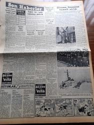 Vatan Gazetesi - 9 Ekim 1954 - Adnan Menderes Bugün Geliyor - Türk Alman Görüşmeleri Müsbet Olarak Neticelendi - Rodos Müftüsü Şeyh Süleyman Kaşlıoğlu Yunan İdaresiyle Anlaştı - Irak Başvekili Nuri Sait Paşa Bugün Geliyor - Kiracılar Derneği Şubeler Açıyor - Stefanopulos Kıbrıs İçin Sabır İstiyor - NATO Kuvvetleri Başkumandan Muavini Feld Mareşal Montgomery Mütecavizi Atom'la Yeneceğiz Dedi - Marilyn Monroe Hem Ağlıyor Hem Komedi Çeviriyor - Bu Toprak Uyanacaktır Yazan Muzaffer Buyrukçu Yazı Dizisi - Dünya Demiryolları Büyük Bir İnkılaba Sahne Oluyor - Hoş Memo Karikatür - İki Sığırın İsmi Mahkeme Kararıyla Değiştirildi - Giresun Limanının Temeli Atıldı - 1960 Olimpiyatlarına Talip Olacak Şehir Aranıyor - Ayşegül Sarıca'nın Resitali - Kleopatra Yazan Emil Ludwig Yazı Dizisi - Okuyucu Fikir Ve Şikayetleri Dinleyen Ve Derleyen Ahmet Refik Noyan - Seyirciyi Dehşetten Şaşırtan Yeni Bir Film Çeşidi - Fenerbahçe Dünkü Basketbol Maçında Mağlup Oldu - Milli Takım  Galatasaray'la Maç Yapacak