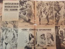 Pazar Haftalık Aktüalite Sinema Tiyatro Müzik ve Magazin Dergisi - 1976 Yılı - Sayı:1043 - Feri Cansel - Prenses Banu - Cüneyt Arkın oğluna Kaan adını koydu - Betül Işıl - Yeşilçam Adapazarı şöleninde buluştu - Kaleci Varol - Güler Gürsoy - Nalan Çöl - Mine Sarı - Nil Demirhan - Hülya Tuğlu - Müge Güler - Hüseyin Baradan - Alev Altın - Yılmaz Duru - Nevin Nuray - Betül Aşçıoğlu - ORhan Alkan - Ülkü Erakalın - Yeşim Yükselen - ''Esire'' cömertçe soyunuverdi - Ülkü Özen müzikten başka şey düşünmüyor - Funda Balcı ruhsal bunalımdan kurtulmak amacıyla Avrupa'yı dolaşacak - Türkan Şoray hem sarhoş oldu hem şarkı söyledi hem de dans etti - Harika Değirmenci konfeksiyon kralı sevgilisinin yatıyla Marmara'ya açıldı - Mine Sun da şarkıcı oldu - Sevgilisi Ünal Çulha, İzmir'de aşka dalan Mine Mutlu sonunda isyan bayrağı açtı - ''Bu hayat canıma tak dedi artık evlenmek istiyorum'' dedi - Arzu Okay iki gün sahneye çıkamadı - Feridun Hürel - Deniz Erkanat - Sevinç Tevs - Şehrazat - Tam Takım Dergi