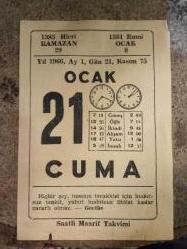 Efemera - 21 OCAK 1966 TAKVİM YAPRAĞI - kitantik - kitaLog