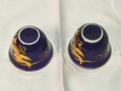 18296-ÇOK ŞAHANE 2 ADET KULPSUZ EJDERHA FİGÜRLÜ HAND MADE ÇAY FİNCANI