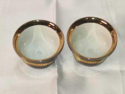 18296-ÇOK ŞAHANE 2 ADET KULPSUZ EJDERHA FİGÜRLÜ HAND MADE ÇAY FİNCANI