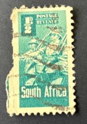 Güney Afrika Pulu - South Africa Stamp - Mektup Zarfından Kesilmiş  / Postadan Geçmiş Pul Filateli - Damgalı - ASKER TEMALI GÜNEY AFRİKA PULU, 1/2 PARA - YABANCI PULLAR, NOSTALJİK DOĞUM GÜNÜ HEDİYESİ
