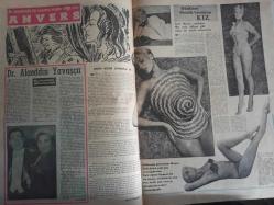 Pazar Haftalık Aktüalite Sinema Tiyatro Müzik ve Magazin Dergisi - 25 Ağustos 1957 - Sayı:48 - Erkeklere Metelik Vermeyen Kız - Gürültü Etmek Yasaktır ama Gürültüye Gitmek Yasak değildir - Kibar Hırsız ve Taş Devri Çizgi Romanları - Geçen Hafta Neler Oldu - Bıçaklı Kovboy kendine hedef bulamıyor - Çalıyor! Çalıyor! - Amansız Takip ve Genç Kız Kalbi Çizgi Romanları - Şoför Hikayesi - Ayla Doğanay - Muzaffer Akgün - Yaşar Güvenir - Tevfik Akman iş başında - Bir kuyumcuyla bir ressamın meşhur ettiği şehir Anvers - Dr. Alaeddin Yavaşça - Erkeklere Metelik Vermiyen Kız - Jane Moore - Bulmaca - Bilmece ve Eğlence - Ayakların güzelliği ve bakımı - Kadınlarla Başbaşa - Zeynep Berk -Aşk Gece Uyanır - Roman - Enternasyonal Tenis Turnuvasının Düşündürdükleri - Vakvaka Kardeş ve Uçan Adam Çizgi Romanı - Fotoğrafla Sinema Haberleri - Cannes şehri için yeni bir kraliçe - Sinema ve aktüalite - Louella O'Parsons'un Muhteşem Balosu - Elizabeth Scott fotoğraf ve haberi - Tam Takım Dergi