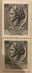 İtalya Pulu - Italy Stamp - Mektup Zarfından Kesilmiş  / Postadan Geçmiş İkili Pul Filateli -ITALYAN PULU, 5 PARA - YABANCI PULLAR, NOSTALJİK DOĞUM GÜNÜ HEDİYESİ