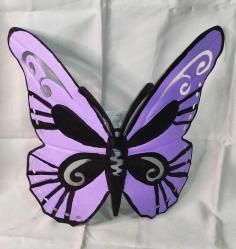 18318-ÇOK ŞAHANE METALDEN YAPILMA EL BOYAMA KELEBEK DUVAR MUMLUĞU