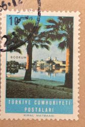 Mektup Zarfından Kesilmiş  / Postadan Geçmiş Pul Filateli - Damgalı - BODRUM, 10 KURUŞ - Türkiye Cumhuriyeti  - Turkish Stamp - NOSTALJİK DOĞUM GÜNÜ HEDİYESİ