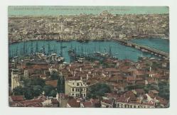 OSMANLI ZAMANI HALİÇ VE GALATA KÖPRÜSÜ GENİŞ GÖRÜNÜM KARTPOSTAL...