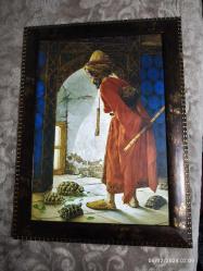 PLASTİK ÇERÇEVESİNDE KAPLUMBAĞA TERBİYECİSI TABLO 43X57 CM 2.EL