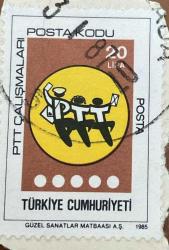 Mektup Zarfından Kesilmiş  / Postadan Geçmiş Pul Filateli - 1987 Damgalı - PTT ÇALIŞMALARI PULU , 20 LİRA- Türkiye Cumhuriyeti - Turkish stamp, NOSTALJİK DOĞUM GÜNÜ HEDİYESİ