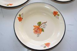 3 ADET  ÇİÇEKLİ EMAYE SAHAN TABAK ÇAP 20CM   (ANTIK KOLİ 19