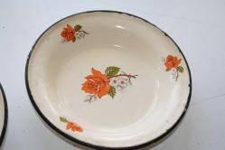 3 ADET  ÇİÇEKLİ EMAYE SAHAN TABAK ÇAP 20CM   (ANTIK KOLİ 19