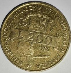 İTALYA 1996   200 LİRE  HATIRA   100. Yıl - Gümrük Servisi Akademisi