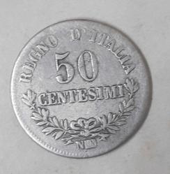 İTALYA GÜMÜŞ 50 CENTESIMI 1863