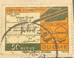 Mektup Zarfından Kesilmiş  / Postadan Geçmiş Pul Filateli - Damgalı - POSTA ÇEKLERİ PULU , 50 KURUŞ - Türkiye Cumhuriyeti, -Turkish Stamp, NOSTALJİK DOĞUM GÜNÜ HEDİYESİ