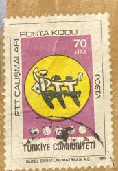 Mektup Zarfından Kesilmiş  / Postadan Geçmiş Pul Filateli - Damgalı - PTT ÇALIŞMALARI PULU , 70 LİRA - Türkiye Cumhuriyeti, -Turkish Stamp, NOSTALJİK DOĞUM GÜNÜ HEDİYESİ