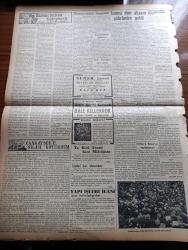 Vatan Gazetesi - 9 Mayıs 1950 - Maziye Karışmak Üzere Olan Bir Umacı Yazan Ahmet Emin Yalman Köşe Yazısı İşsizlik - Demokrat Parti'nin Seçim Beyannamesi - İsmet İnönü Dün Akşam Şehrimize Geldi - Demokrat Parti Başkanı Celal Bayar Dün Ankara'da Konuştu - Sadık Aldoğan Dün Yine Tevkif Edildi - Fuat Arna Tahliye Edildi - Erzurum Gençlik Teşekküllerinin Beyannamesi Komünistlik Beyannamesi -  Nazım Hikmet'in Annesi Ölüm Orucuna Başlıyor Fotoğraf - Halide Edip Adıvar İzmir'de Seçim Nutku Söyledi - Yirmibeşinci Saat Yazan C. Virgil Gheorghui Yazı Dizisi - 19 Mayıs Gençlik Bayramı - Helikopterin Tecrübesi Yapıldı - 14 Mayıs 1950 Seçimi Yaklaşıyor - Amerikalılar Beşiktaş Takımını Bekliyor - Radarla Çizilen Beyin Ve Kalbin Haritaları - Hikaye Bir Hesap Makinesi Yazan Michelle Maurois - Parker 51 Kalem - Üçüncü Dünya Harbi Ne Zaman Kopabilir - İstanbul Ankara Radyosu Programı - Kanuni Sultan Süleyman Yazan Feridun Fazıl Tülbentçi Yazı Dizisi - Taksim Belediye Gazinosunda Bale Kellenrok