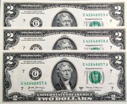 ABD 2017 YILI 2 DOLAR 3'LÜ LOT SERİ TAKİPLİ ÇİL  (X-29)