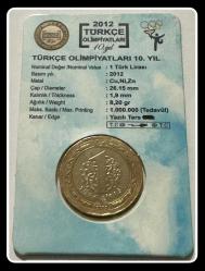 2012 - 1 Lira “Türkçe Olimpiyatları 10.Yıl ”Tedavül Hatıra Para-7 (TCTHM-7) KM#1281 (T.C TERS)