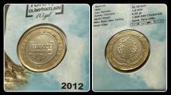 2012 - 1 Lira “Türkçe Olimpiyatları 10.Yıl ”Tedavül Hatıra Para-7 (TCTHM-7) KM#1281 (T.C TERS)