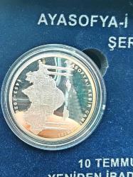 Antika Koleksiyonluk Gümüş ve Bronz Ayasofya Hatıra Para Seti, Orijinal Ahşap Kutusunda (Sertifikalı)