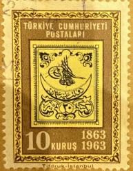 Mektup Zarfından Kesilmiş  / Postadan Geçmiş Pul Filateli - Damgalı - 100. YIL TEMALI PUL 1863-1963, 10 KURUŞ- Türkiye Cumhuriyeti - Turkish Stamp - NOSTALJİK DOĞUM GÜNÜ HEDİYESİ
