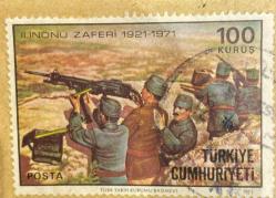 Mektup Zarfından Kesilmiş  / Postadan Geçmiş Pul Filateli - Damgalı - II. İNÖNÜ ZAFERİ 1921-1971, 100 KURUŞ - Türkiye Cumhuriyeti - Turkish Stamp - NOSTALJİK DOĞUM GÜNÜ HEDİYESİ