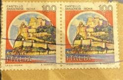 İtalya Pulu - Italy Stamp - Mektup Zarfından Kesilmiş  / Postadan Geçmiş İkili Pul Filateli - İTALYAN PULU, 100 PARA - YABANCI PULLAR - NOSTALJİK DOĞUM GÜNÜ HEDİYESİ