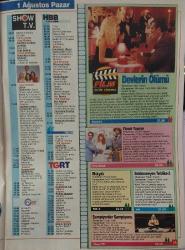 SABAH GAZETESİ-YENİ-TV GUİDE DERGİSİ-MODERN TV DERGİSİ-31 TEMMUZ-6 AĞUSTOS-SAYI:28-KAPAK-FOTOĞRAF-RÖPORTAJ-GÜNER ÜMİT-SUNUCU DEĞİL ŞOVMENIM-HARİKA AVCI-ÇOK IDDALI-PEMBE DİZİ HABERLERİ-UYDULARDAN SEÇMELER-ÖRGÜT-İKİ BÖLÜM HALINDE ATV'DE-HARIKA EVCI EKRANI SARSACAK-TÜRKIYE GÜZELI HEDEFINI BELIRLEDI-ARZUM ONAN-NAZAR DEĞMESIN-NURHAN DAMCIOĞLU-ATILLA OLGAÇ-SISTER ACT-MERAKLI MELAHAT-GÜNÜN YILDIZI-MİNE KOŞAN-AYLA ALGAN-YASAK CENNET-KOKTEYL'DE YILDIZLAR GEÇİDİ-LEVENT YÜKSEL-DEVLERIN ÖLÜMÜ-ROBERT MITCHUM-PETER STRAUSS-CONNIE SELLECCA-DAVID MORSE-FERHAN ŞENSOY-32.GÜN -MEHMED ALİ BİRAND-MELEKLERIN ÖFKESI-1-YARINLAR BIZIM-SALI EĞLENCELERI CIVIL CIVIL-DEFNE SAMYELİ-DEMET AKBAĞ-KORKUSUZ TYLO-SEVEN KADIN KISKANIR-ELVEDA SARI SAÇLARIM-
